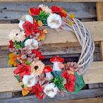 Jesenný venček na dvere s hríbimi a cesnakom č. 33